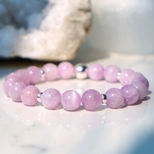 🆕New Kunzite & Hematite Healing Gemstone 8mm Bracelet